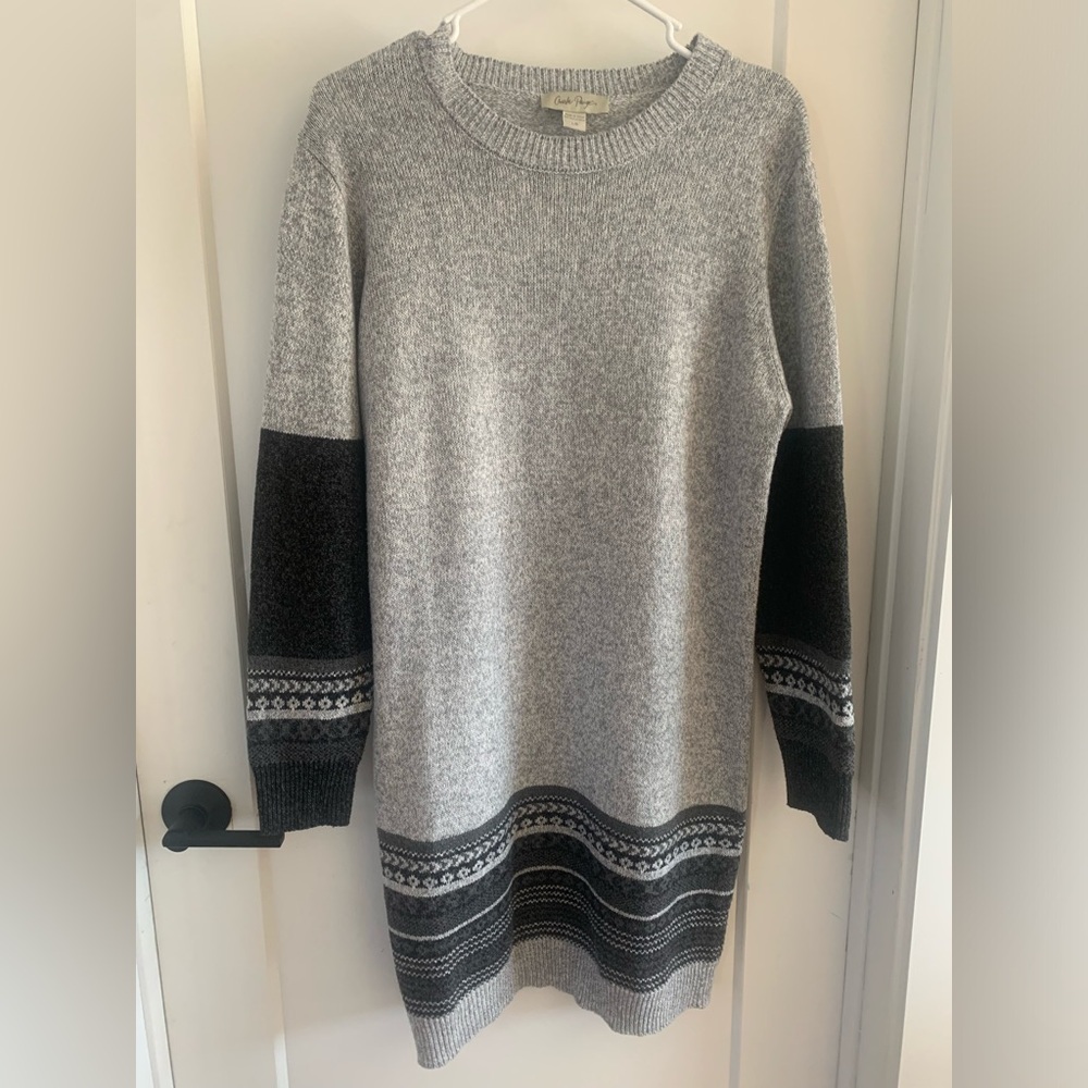 Charlie Paige Two-Tone Sweater Dress in Gray and Black